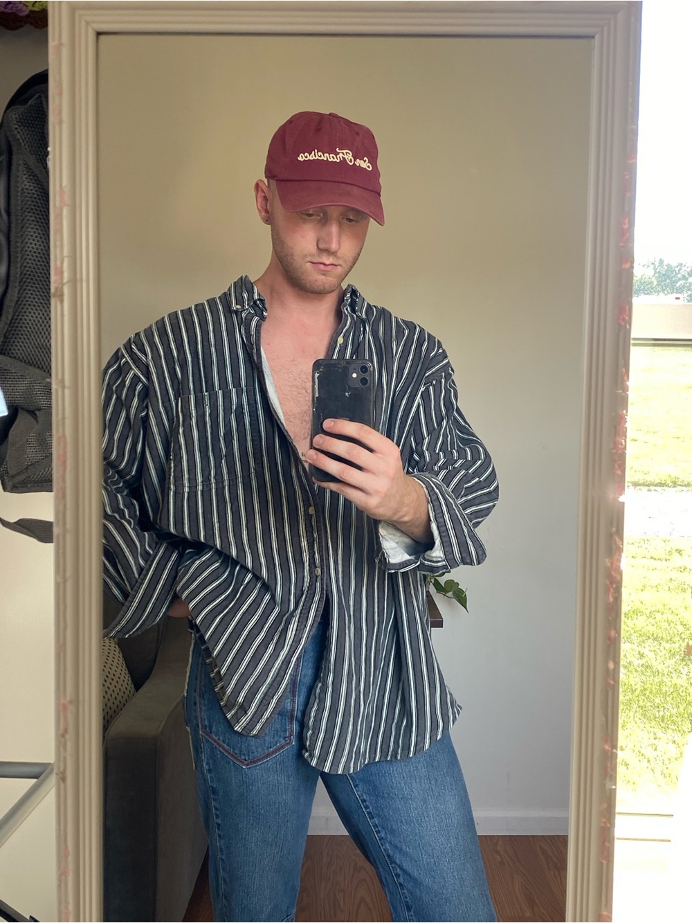 Northwest Territory Black & White Striped Casual Button-Down Shirt